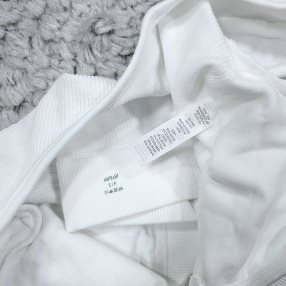 Aerie O-Ring Seamless Ribbed Unlined Cropped Bra Top Bralette Size Small White - Picture 4 of 5